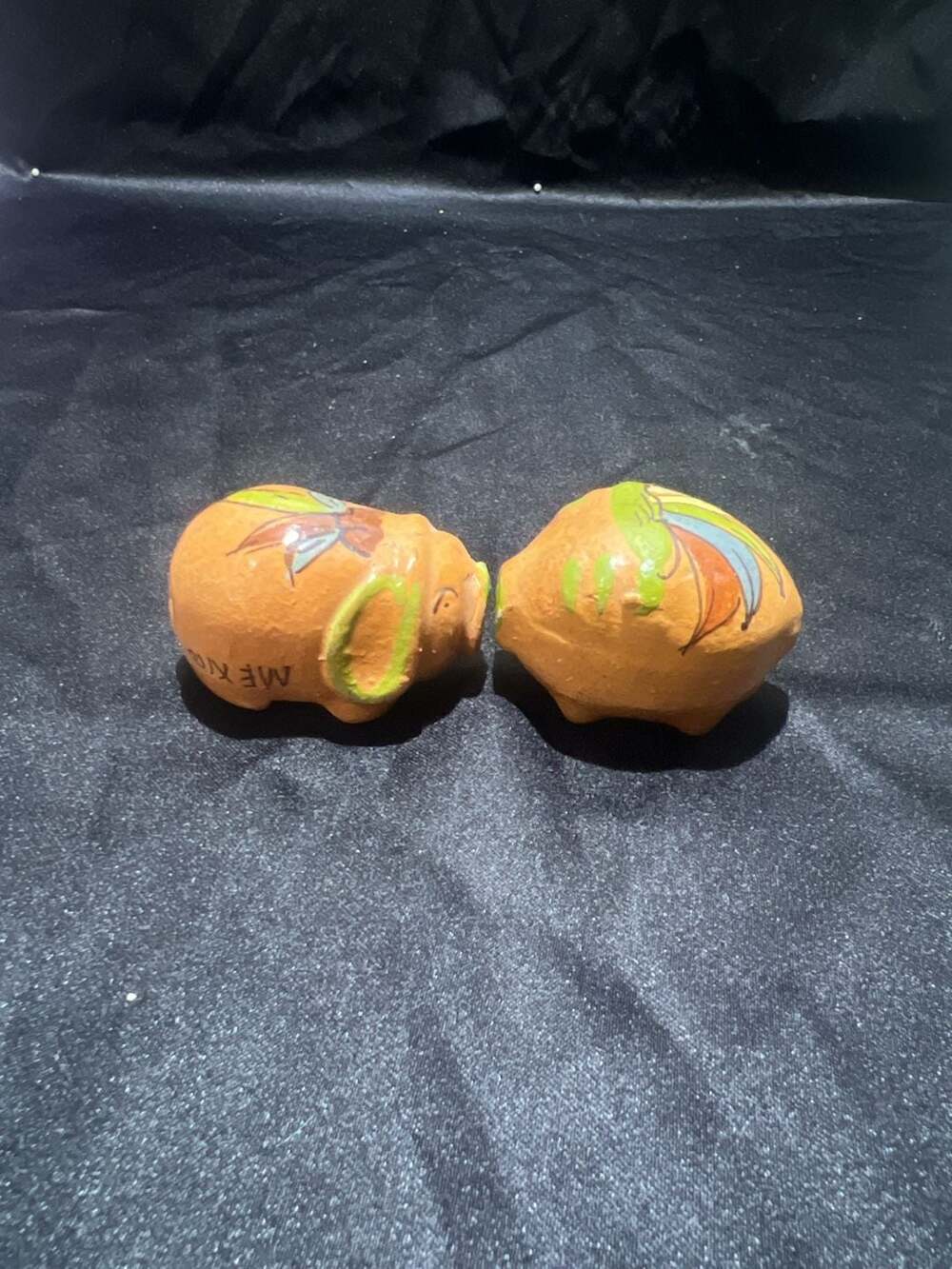 Vintage Hand-Painted Mexican Red Clay Pig Salt and Pepper Shakers